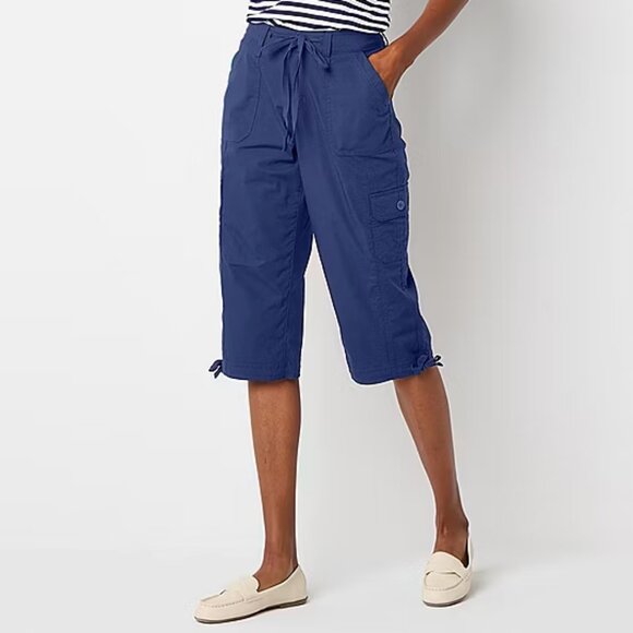 St. John's Bay Womens Straight Mid Rise Capri Pant - Navy Sz 16W 925074 - Picture 1 of 7